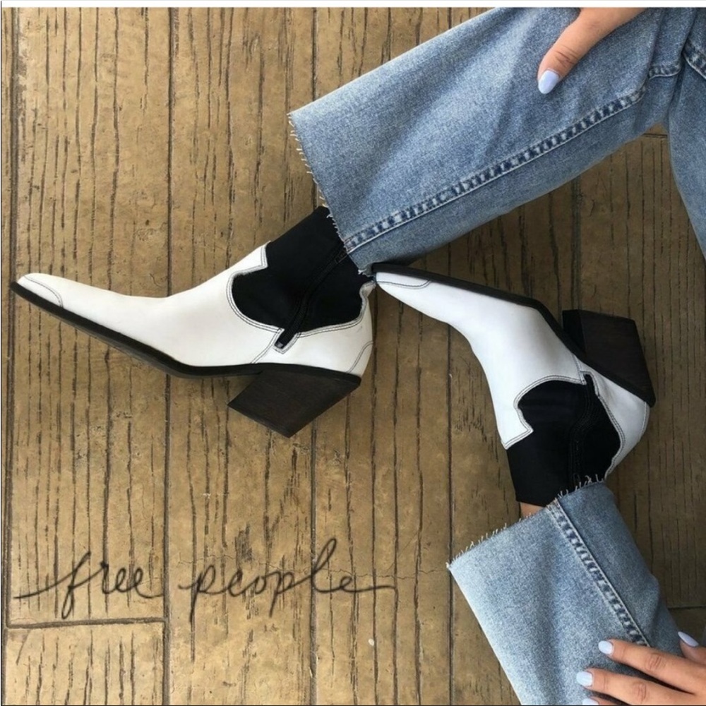 Free People Jackson West Boots Black & White Ankle US 8 / EU 38
